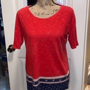 Loft M blouse - red with small flower dots